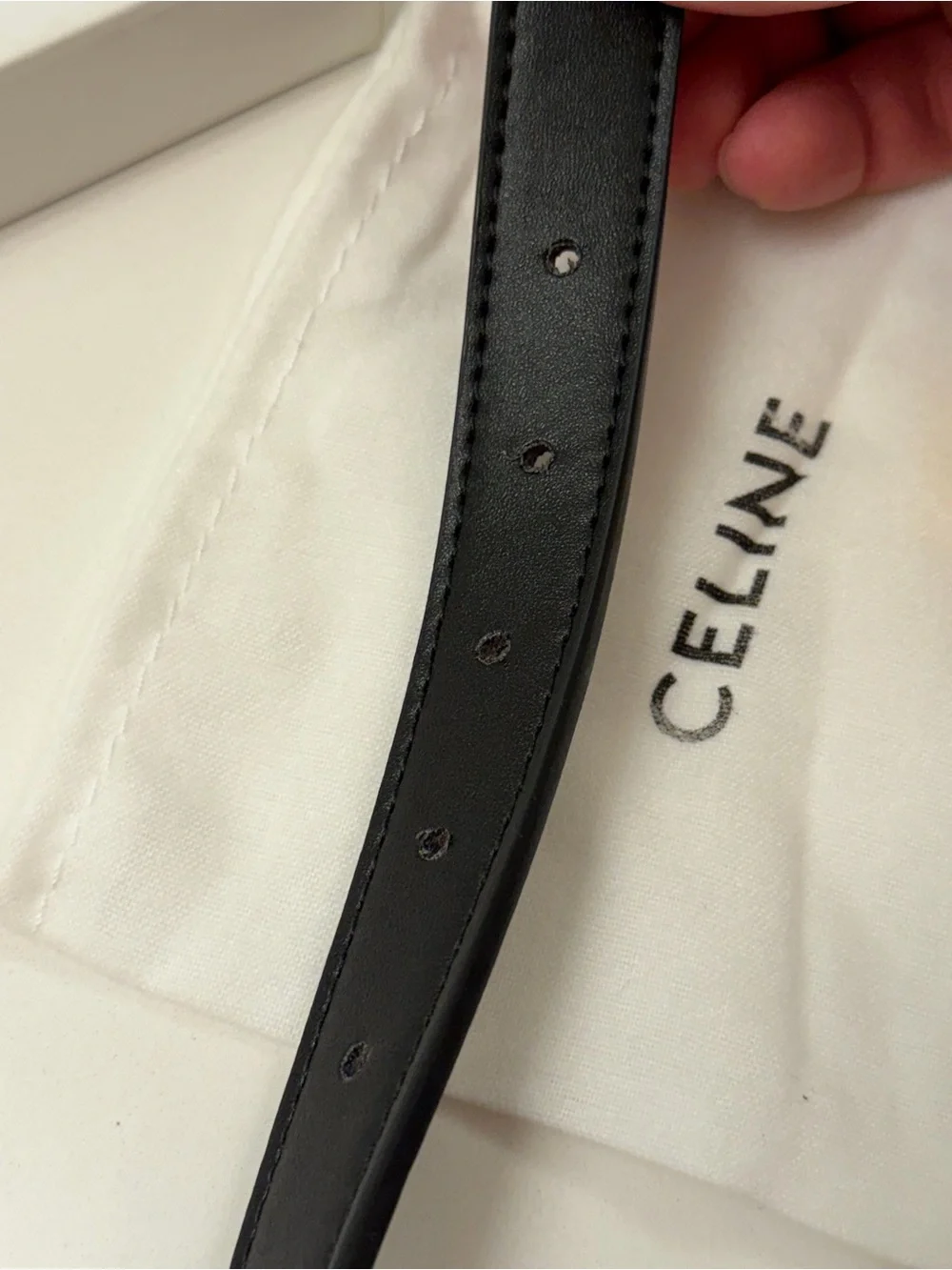 Celine Black Leather Belt with Gold Triomphe Buckle